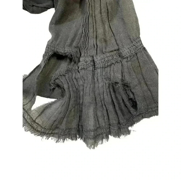 Women’s Free People sz M gray boho peasant top w/ buttons and collar-see damage - Picture 4 of 7